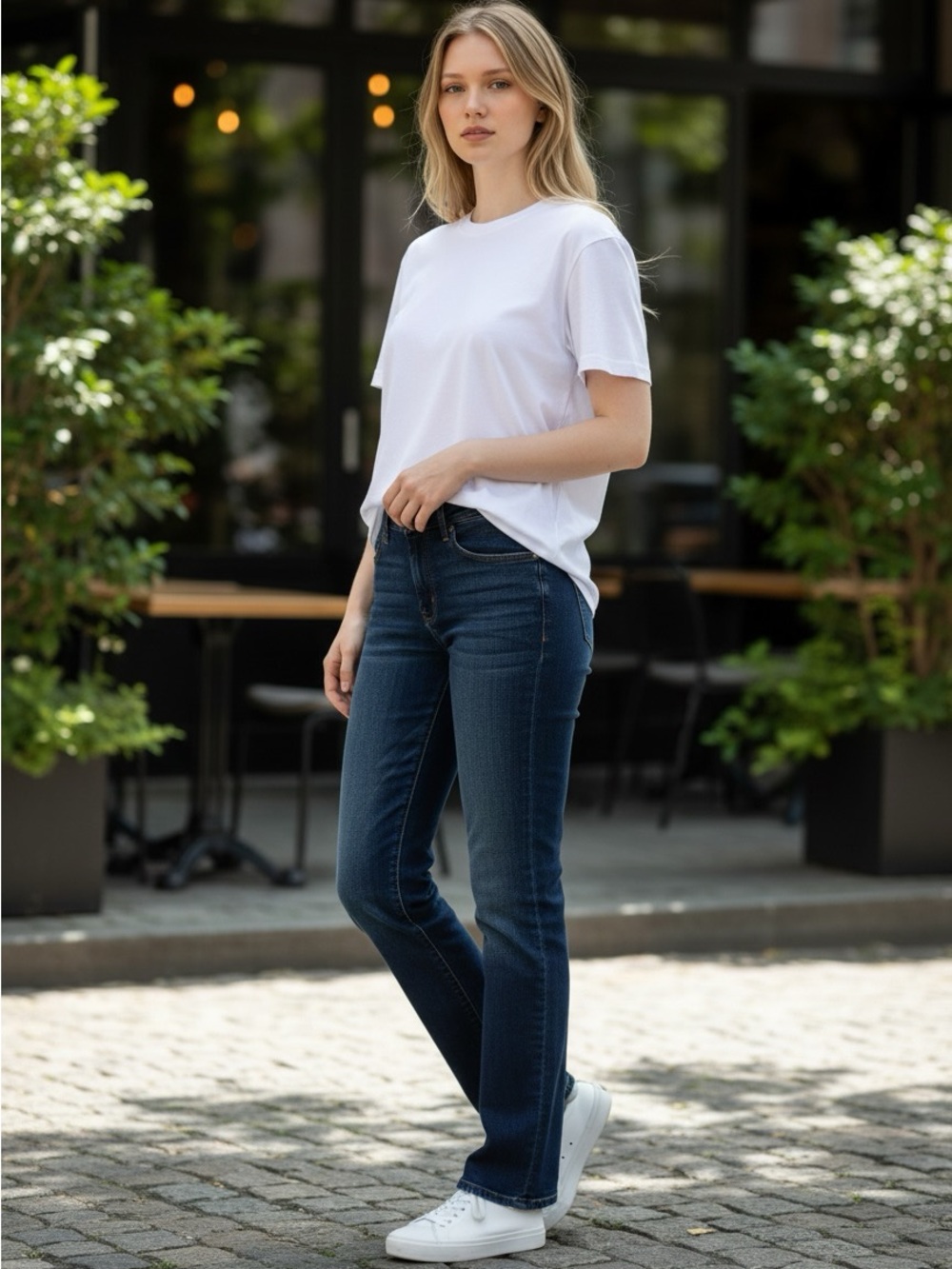 Apt. 9 Women's Straight-Leg Jeans in Dark Blue Wash